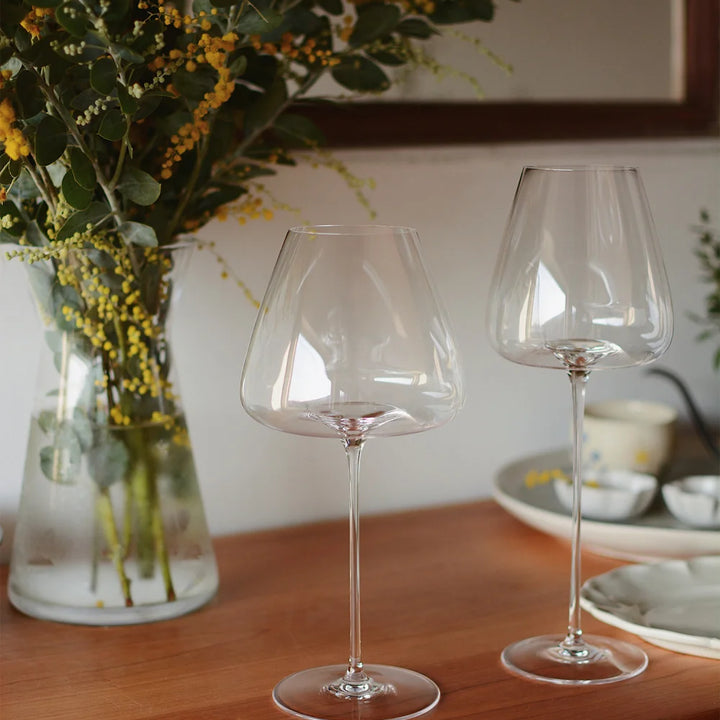 Set of fine wine and champagne glasses