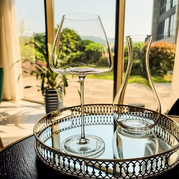 Set of fine wine and champagne glasses
