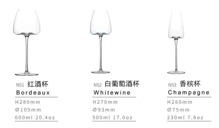Set of fine wine and champagne glasses