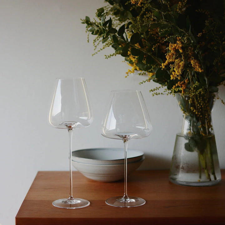 Set of fine wine and champagne glasses