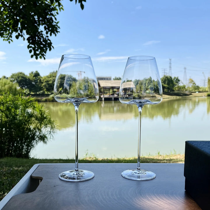 Set of fine wine and champagne glasses