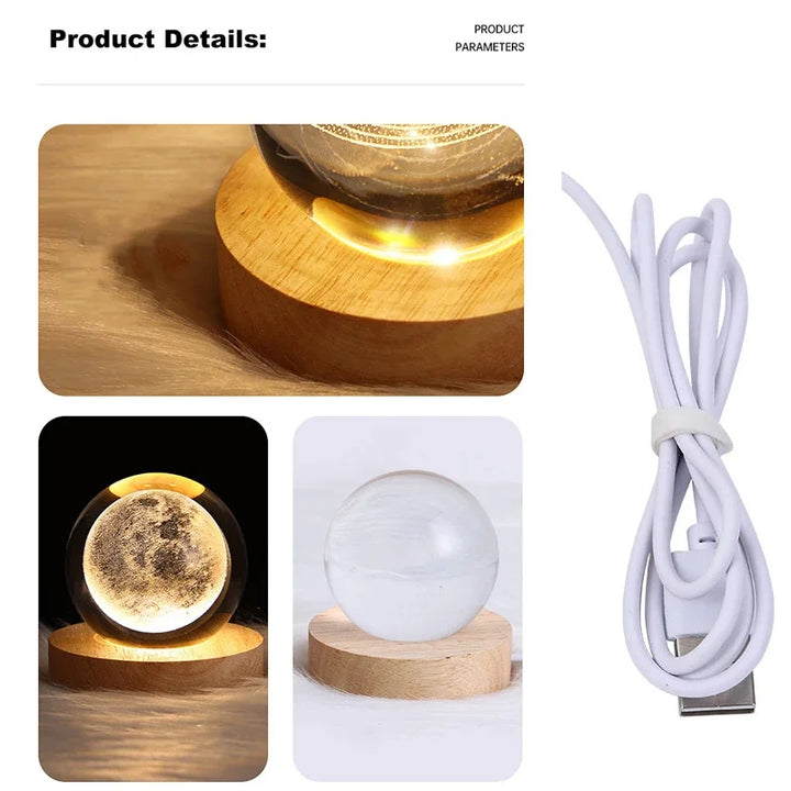 Table Lamp 3D Moon Planet Galaxy