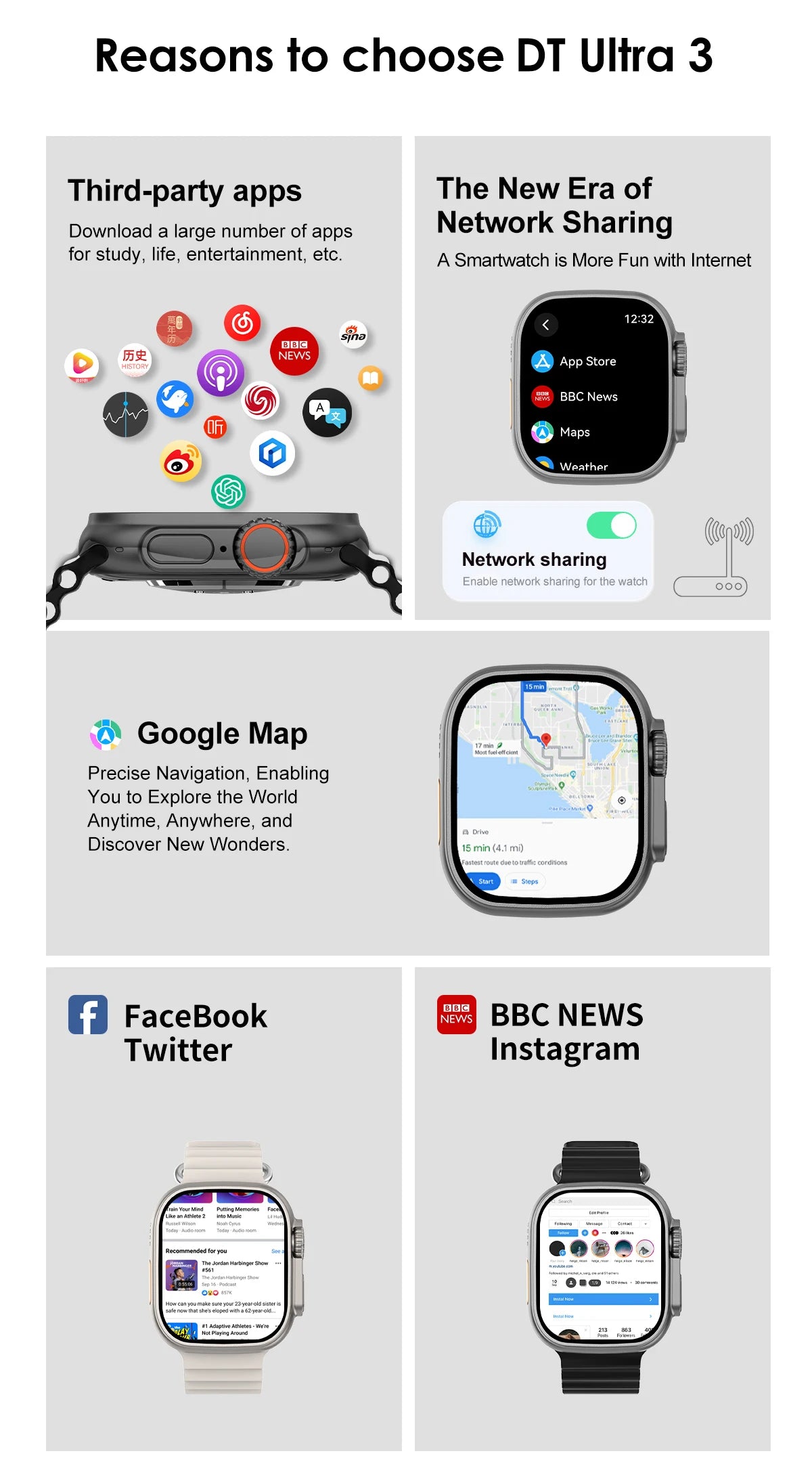 DT Ultra 3 Pro Smart Watch with notifications