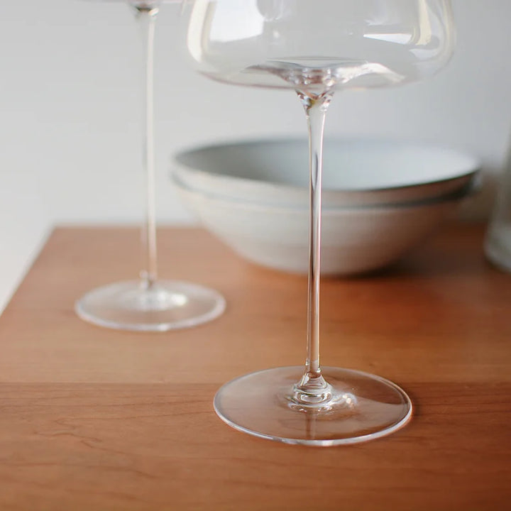 Set of fine wine and champagne glasses